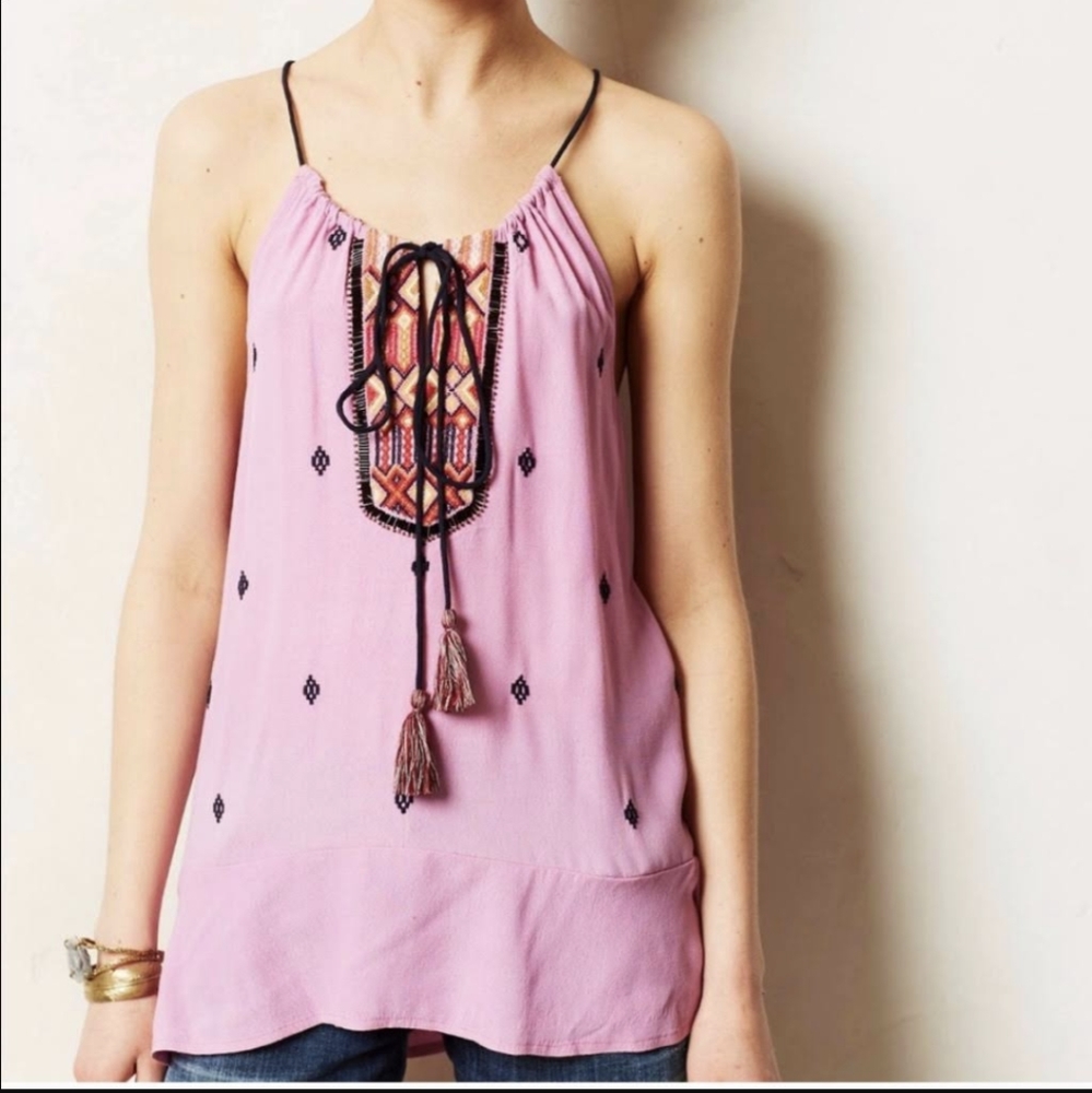 Anthropologie Vanessa Virginia purple beaded top